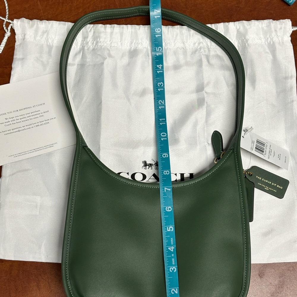 Coach Curve Zip Bag Smooth Leather Green | NWT | Authentic - Picture 11 of 11
